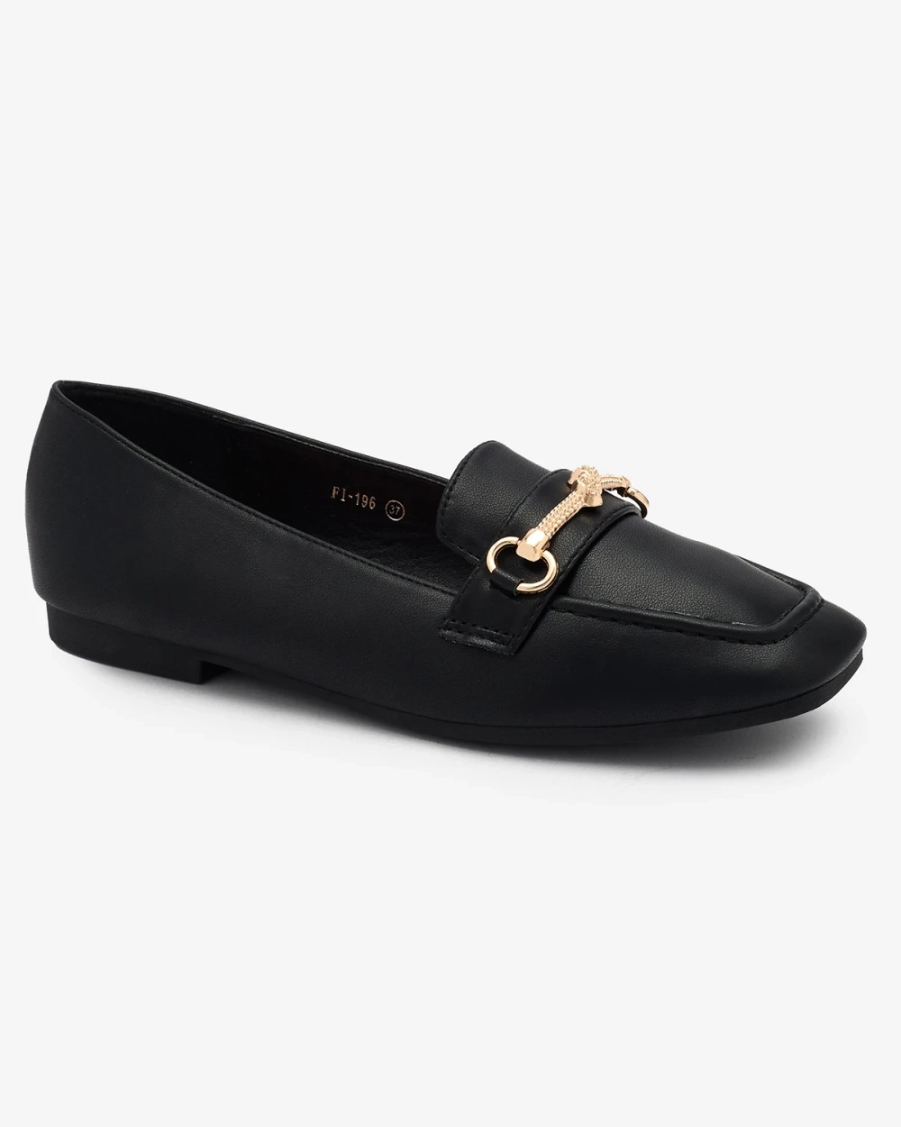 Resti Black women&#039;s moccasins with gold embellishment Olerika