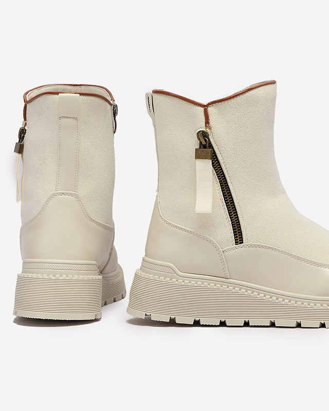 Resti Cream women&#039;s flat-heeled boots Mefina- Footwear