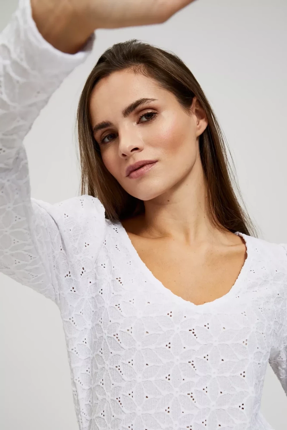 Openwork blouse with a V-neck