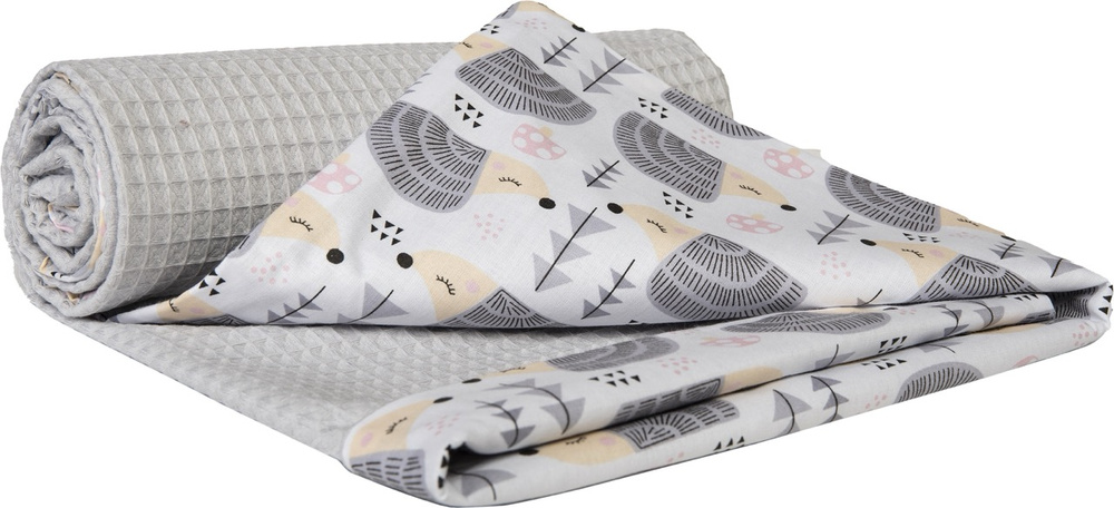 Medi Partners Blanket 75x100 cotton + cotton Waffle – Hedgehogs + gray waffle