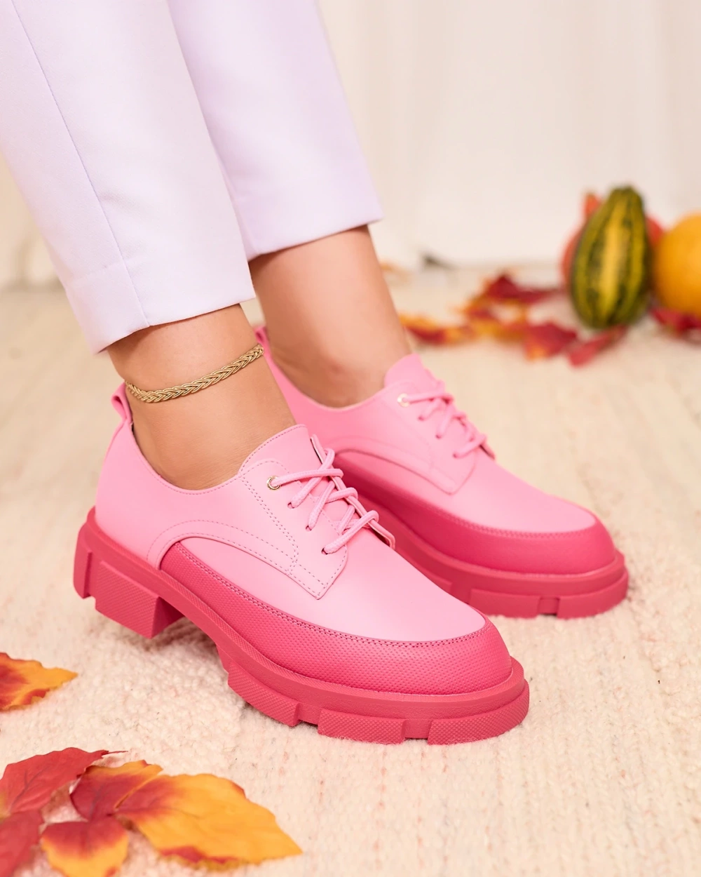 Resti Pink Women's Matte Half Shoes on a Solid Sole Trendy Chunky