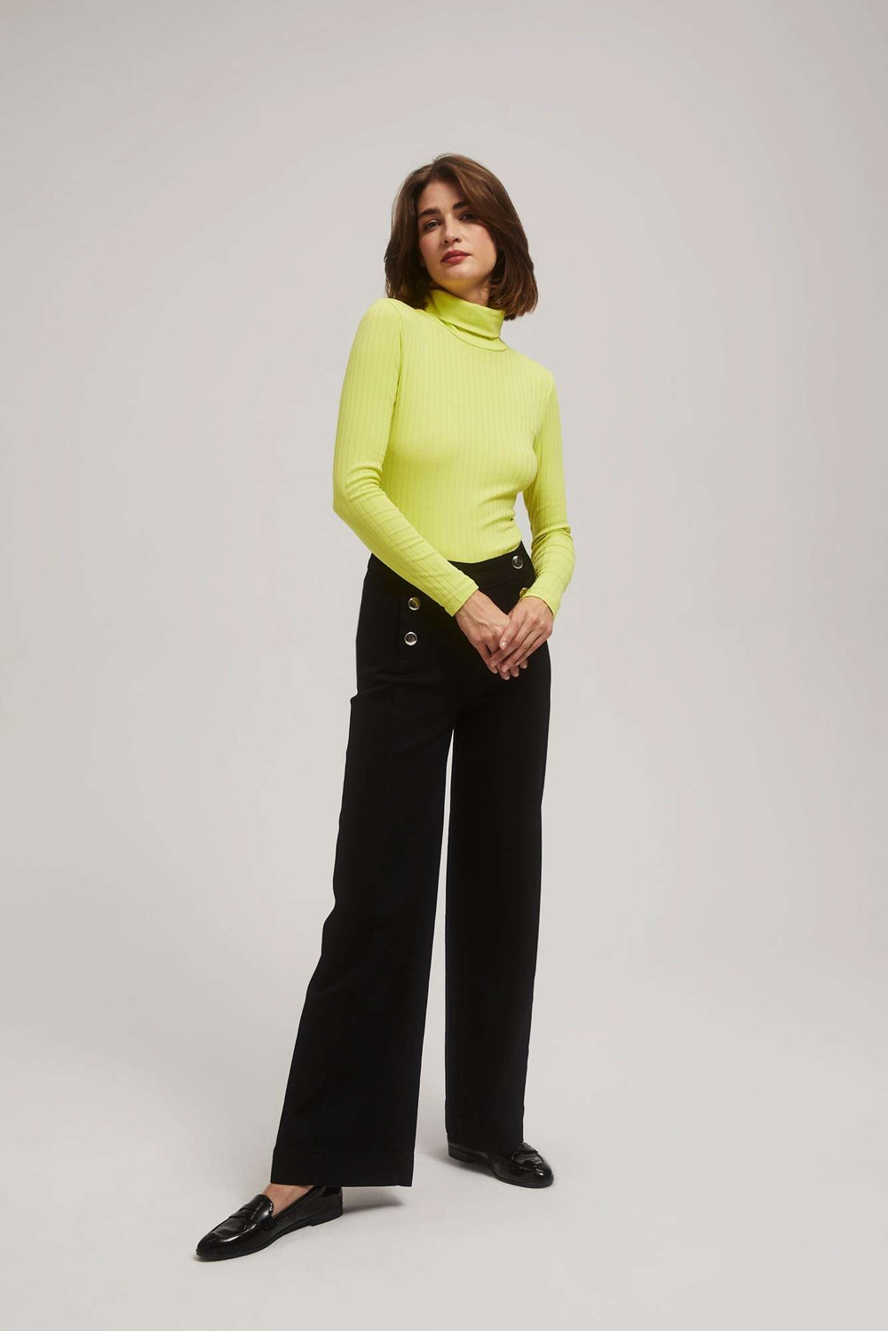 Ribbed turtleneck blouse