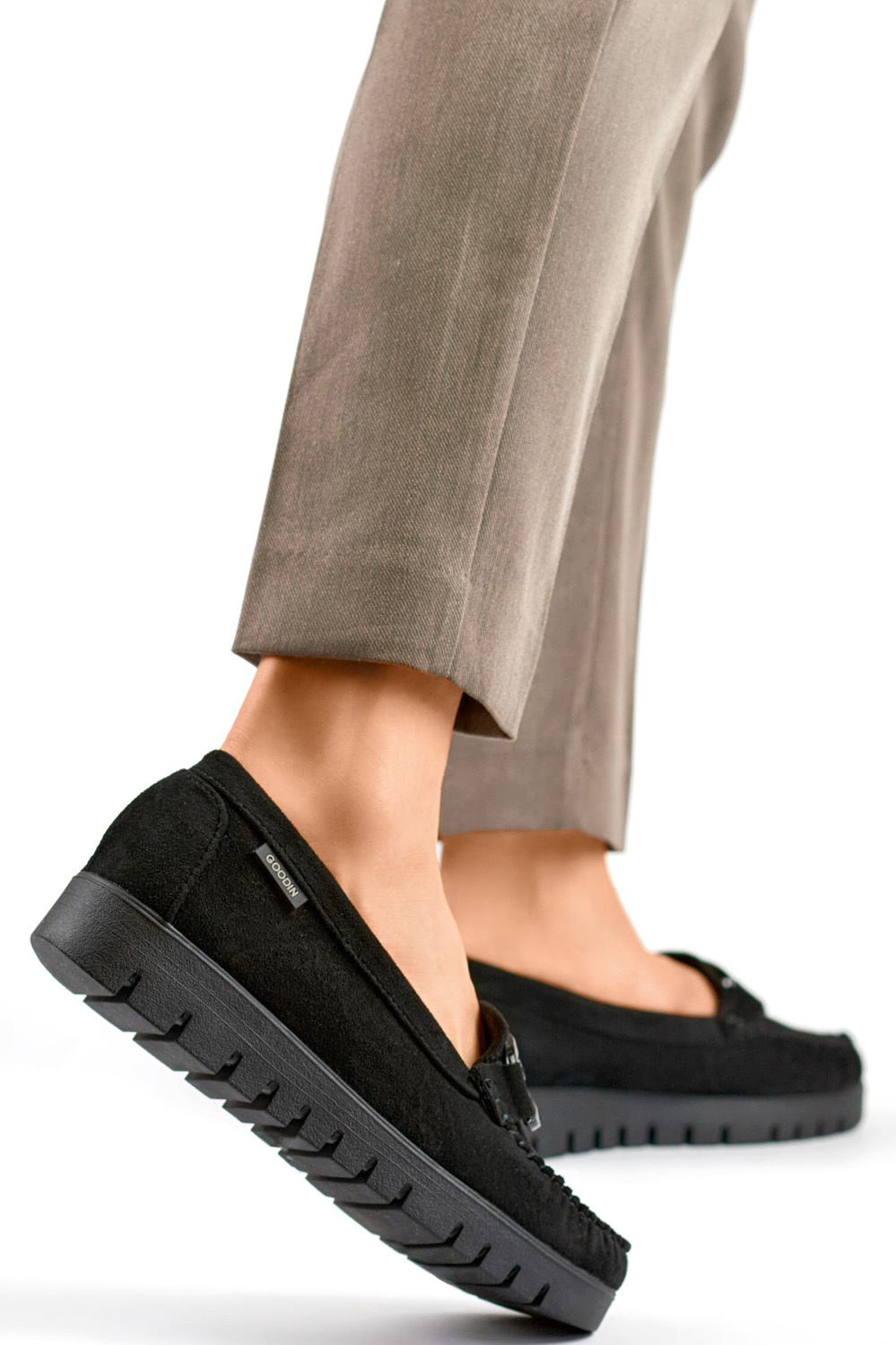 primohurt Czarne mokasyny damskie na wygodnej podeszwie