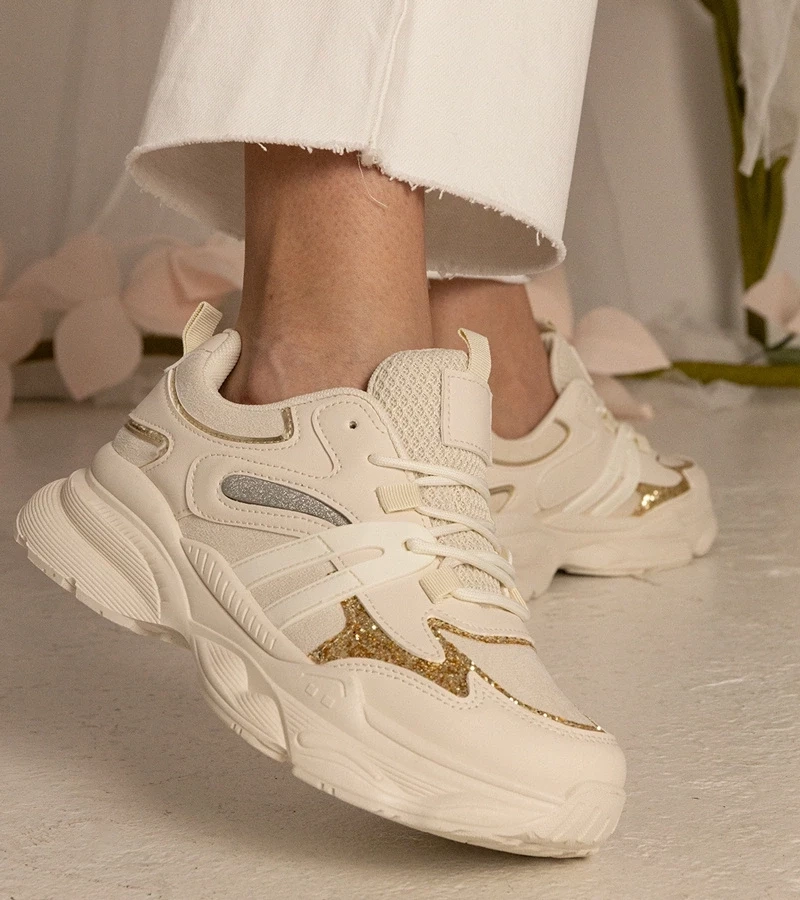 Gemre Adidași sport bej pentru femei cu sclipici Maleda