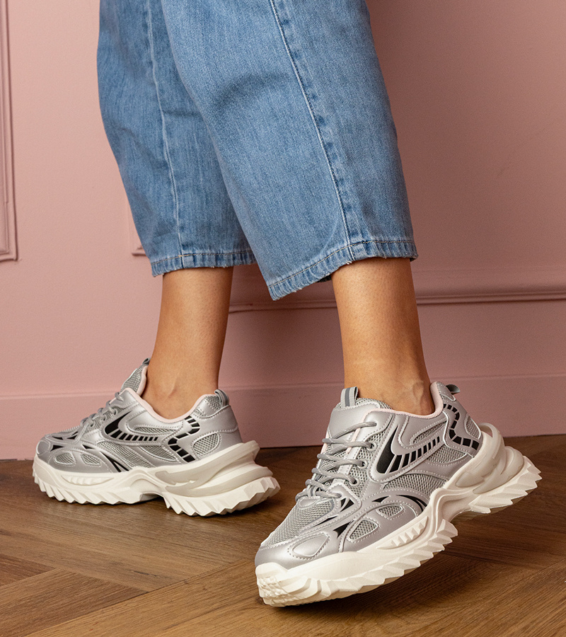 Gemre Adidași sportivi argintii pe talpă stilată Carina