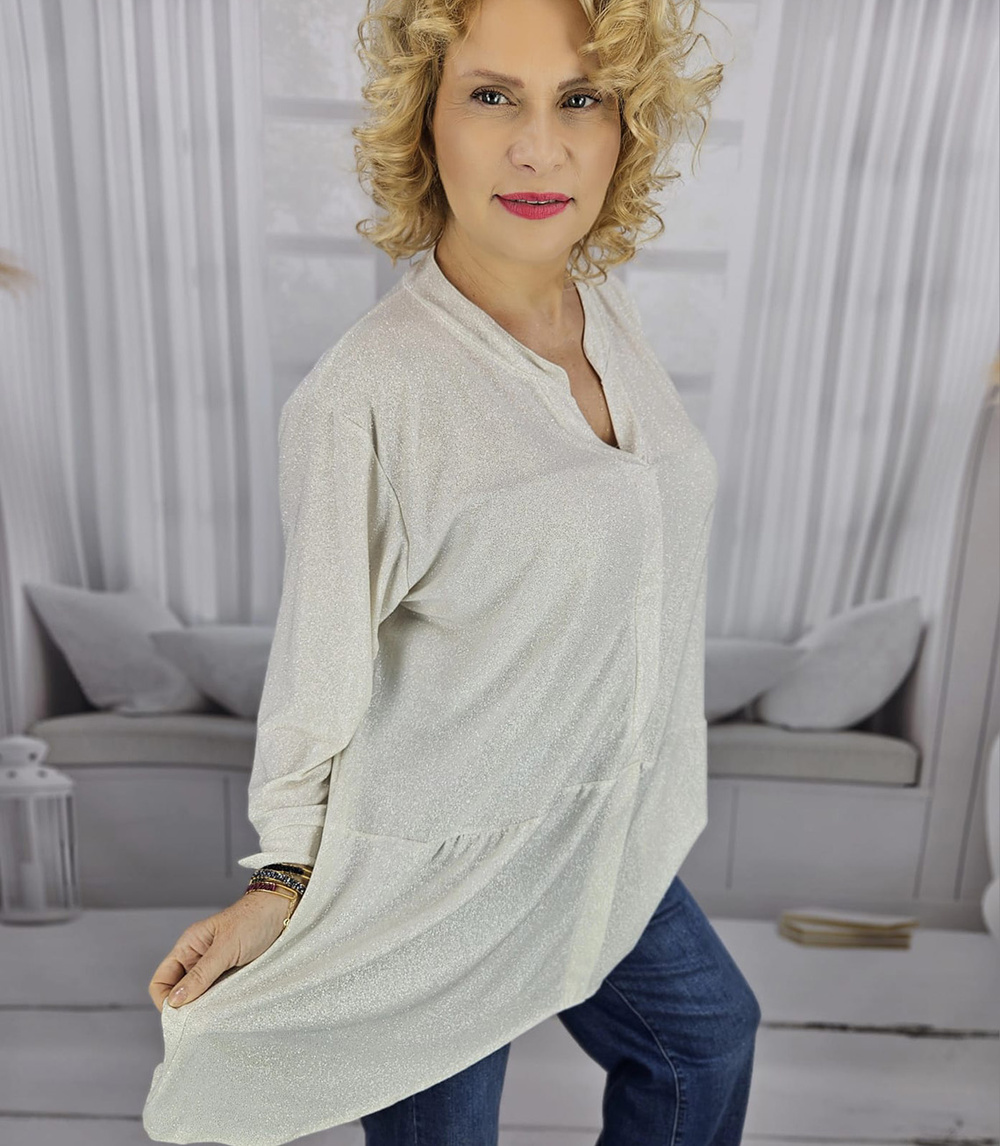 Pri Elegant oversize Brocade tunic shirt with longer back NEVADA