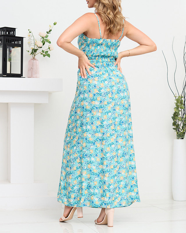 Resti Floral maxi dress with straps in blue color - Clothing