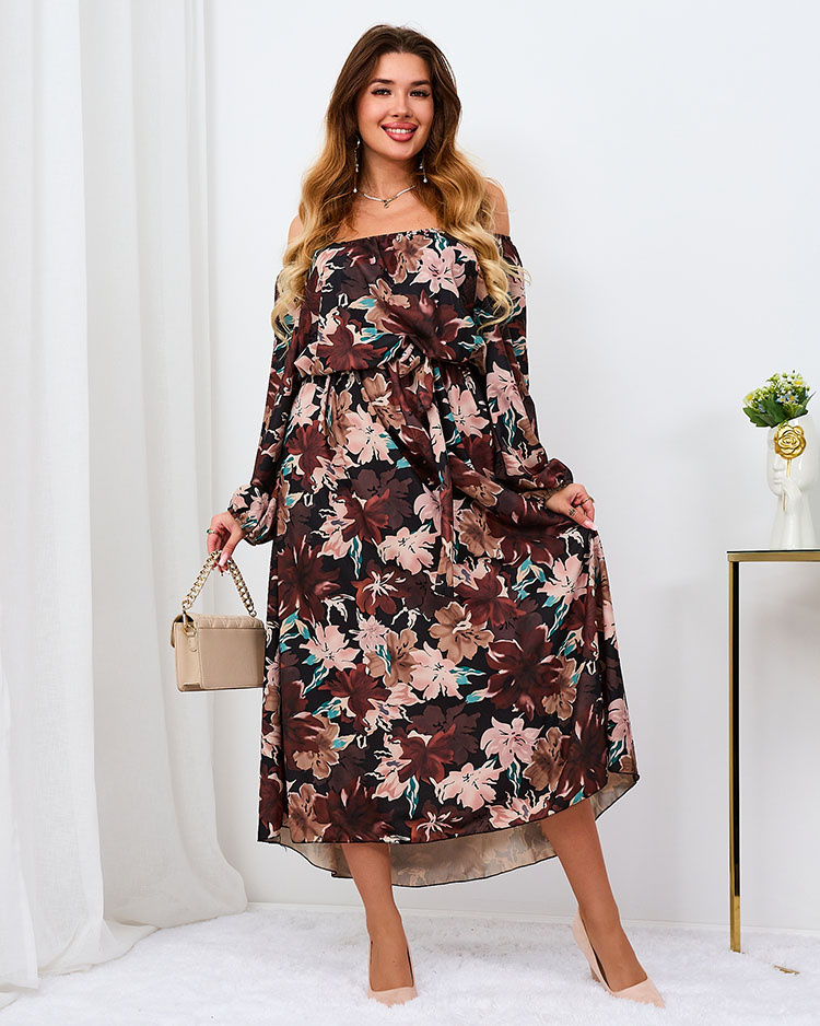 Resti Black and brown floral maxi dress for women