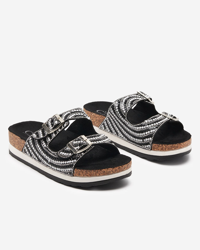 Dámské pantofle s krychlovými zirkony