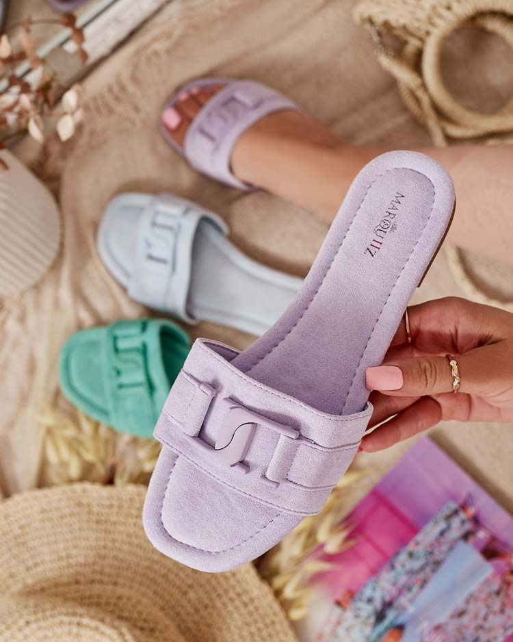 Resti Royalfashion Purple womens flip-flops with buckle Rydr