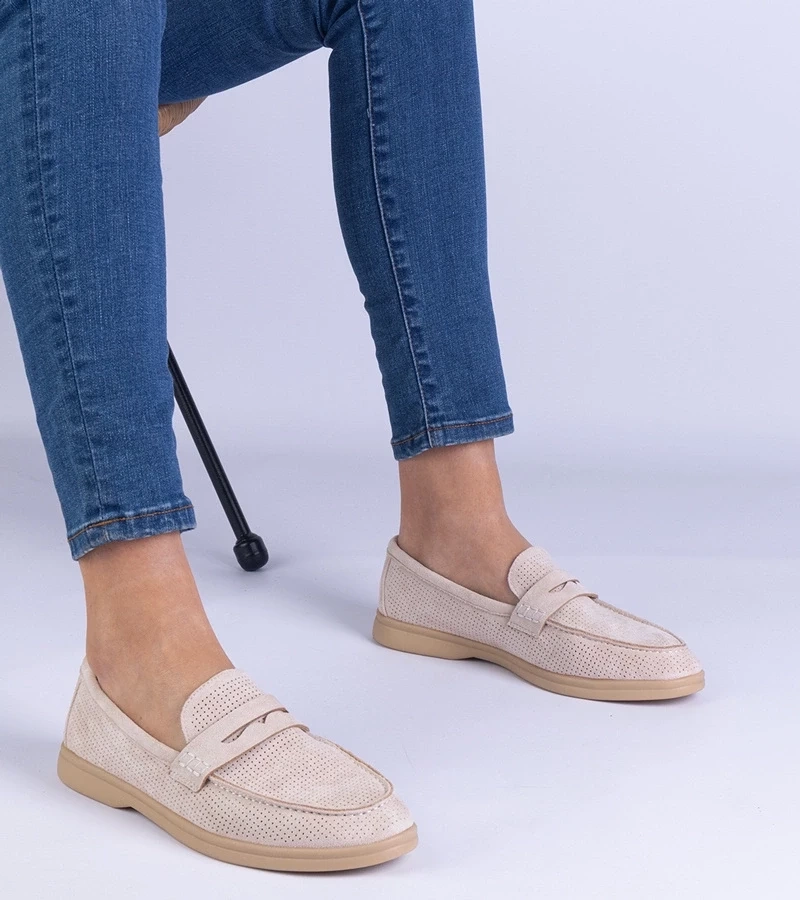 Gemre Mocasini clasici bej perforați din piele ecologică Argossa