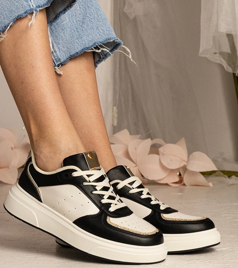 Gemre Adidași negri de damă cu inserție sclipitoare Zorra