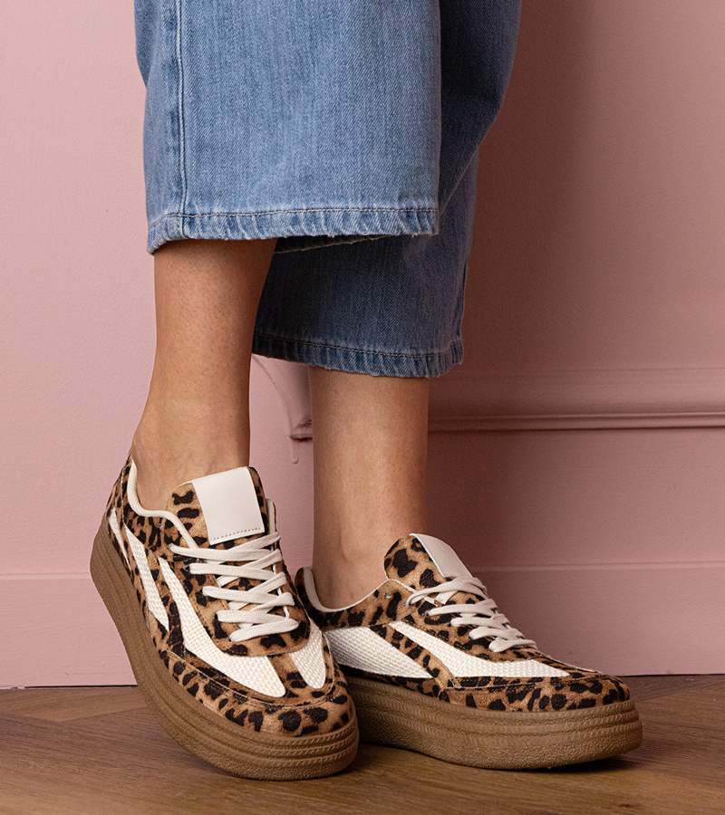 Gemre Adidași cu talpă groasă cu imprimeu de panteră Kamela