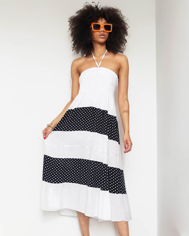 Resti White polka dot maxi skirt PLUS SIZE - Clothing