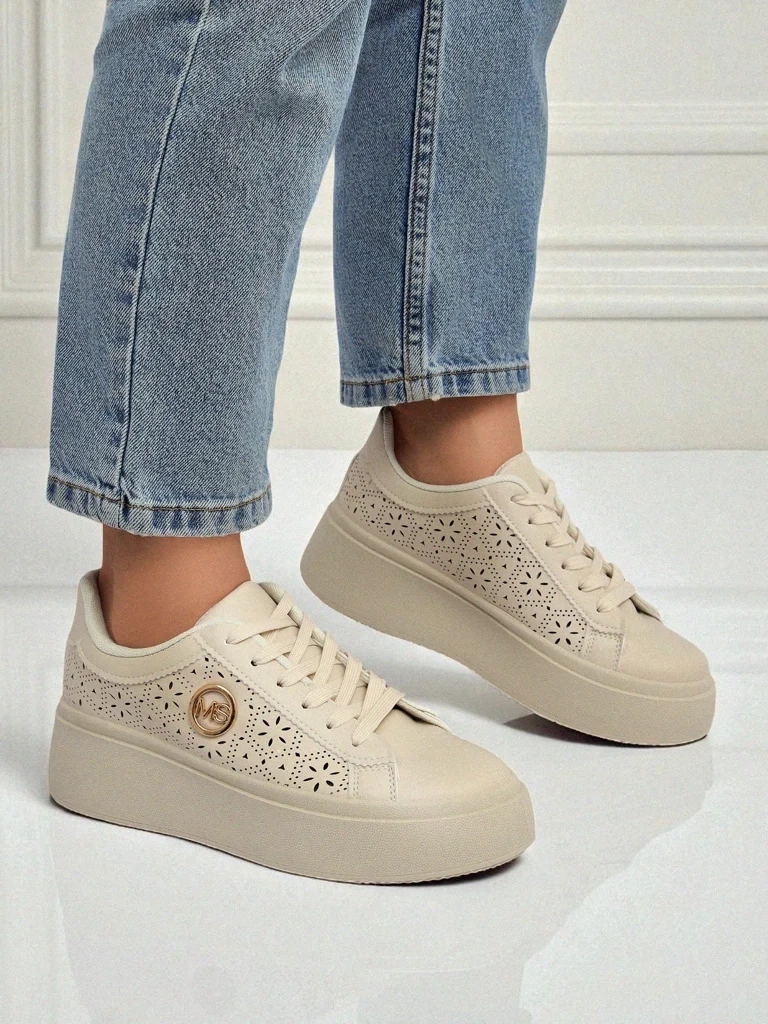Resti Aurelia Beige Platform Sneakers Eco Leather