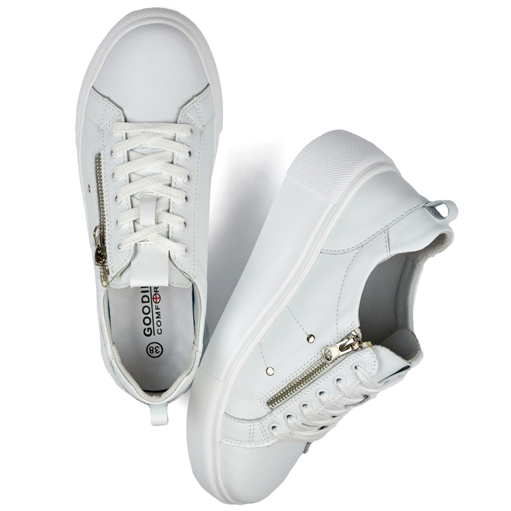 primohurt Białe skórzane buty sportowe damskie