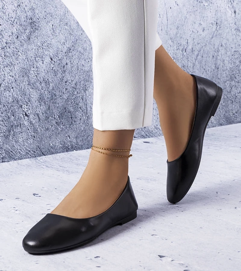 Gemre Balerini negri cu talpă din piele Truchon