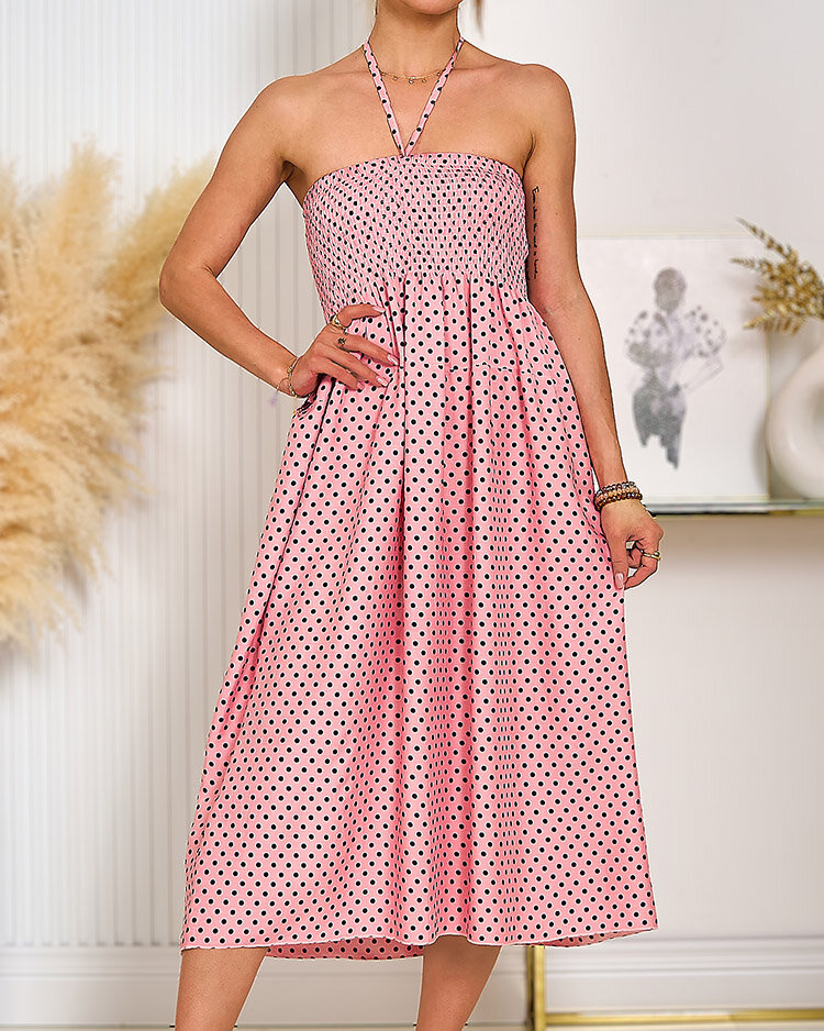 Дамска рокля на точки до коляното