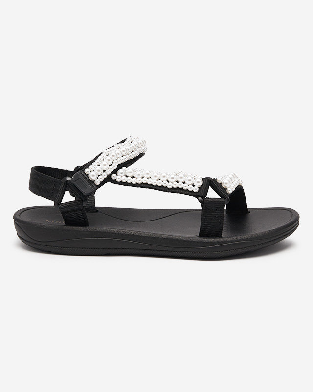 Resti Black women&#039;s sports sandals with Dotiss pearls- Footwear