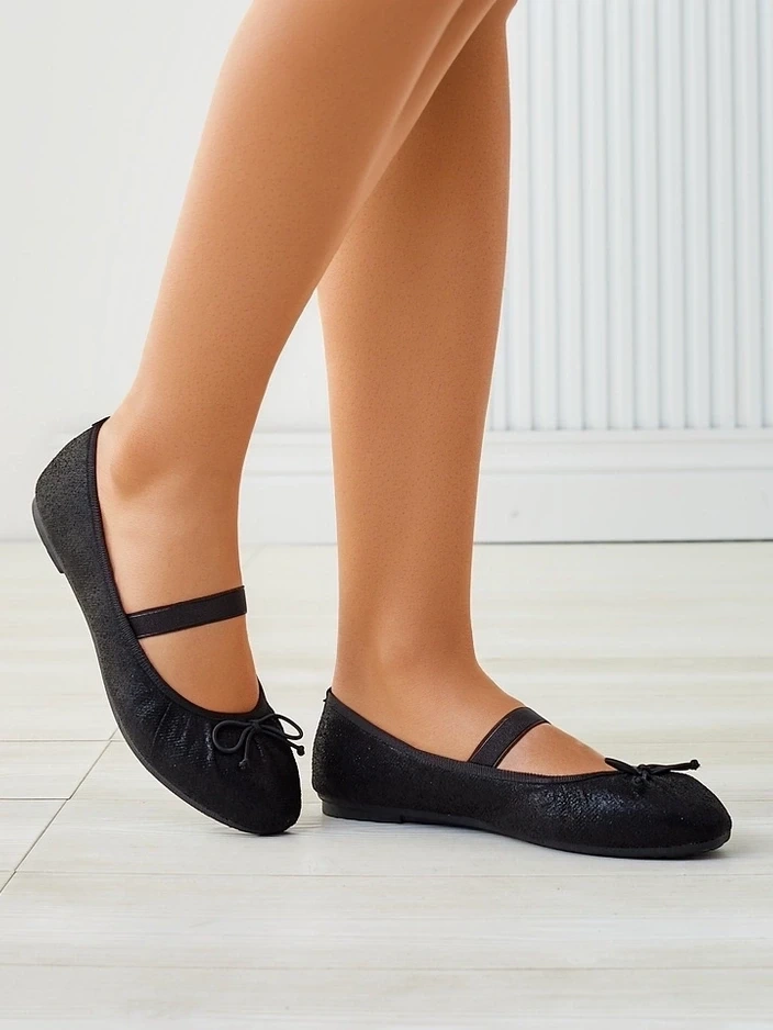 Resti Shiny women&#039;s ballet flats with bow and elastic Safte