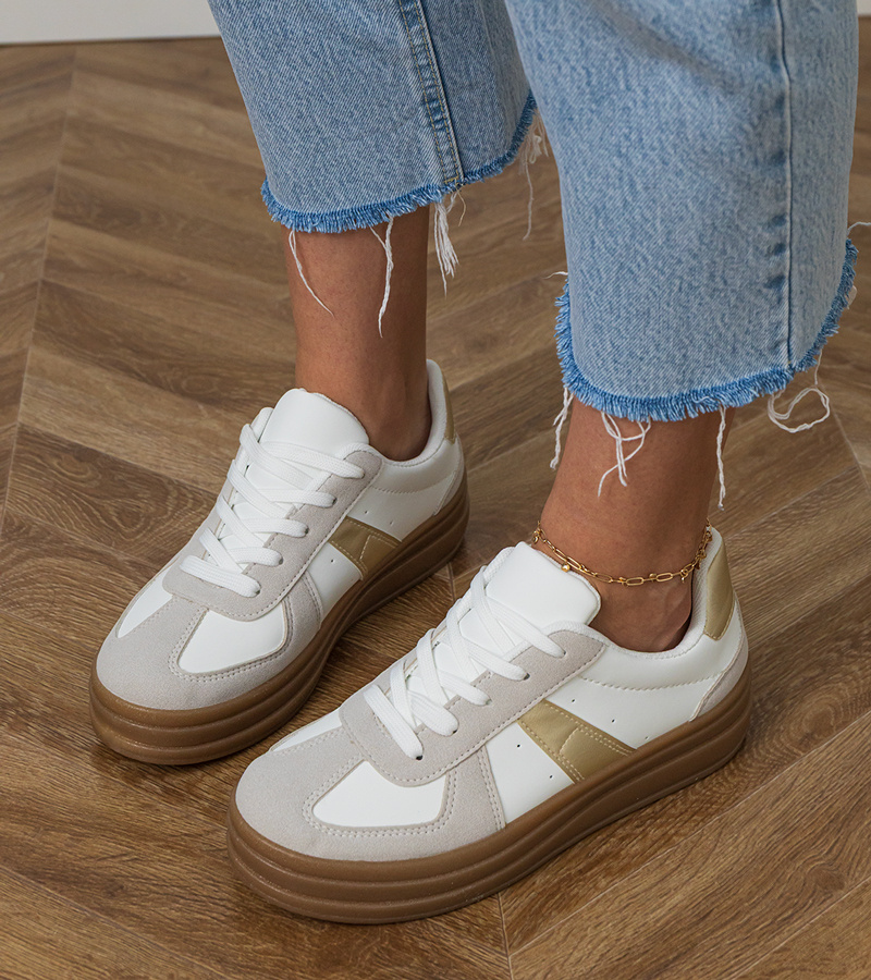 Gemre Adidași albi de damă pe platformă Serila