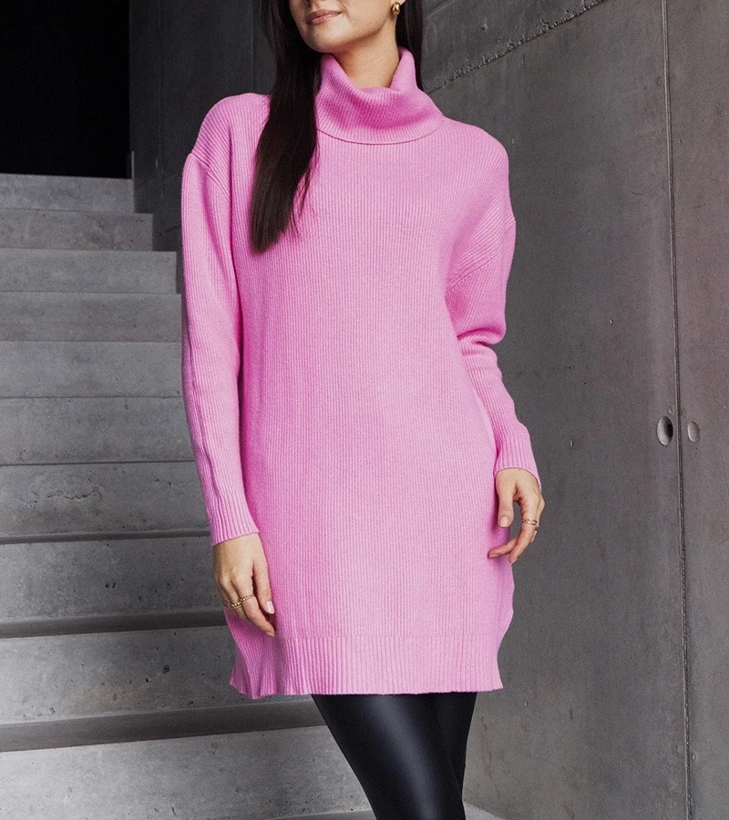 UR/CEO Long pink soft turtleneck sweater Kali