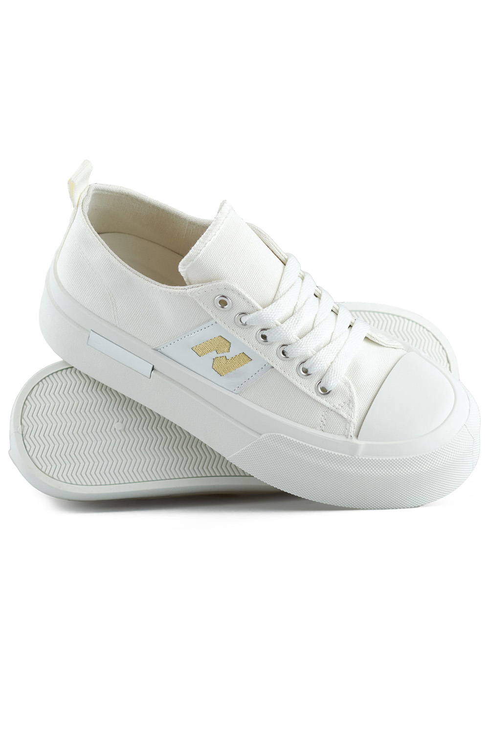 primohurt Białe modne trampki damskie na grubej podeszwie platformie