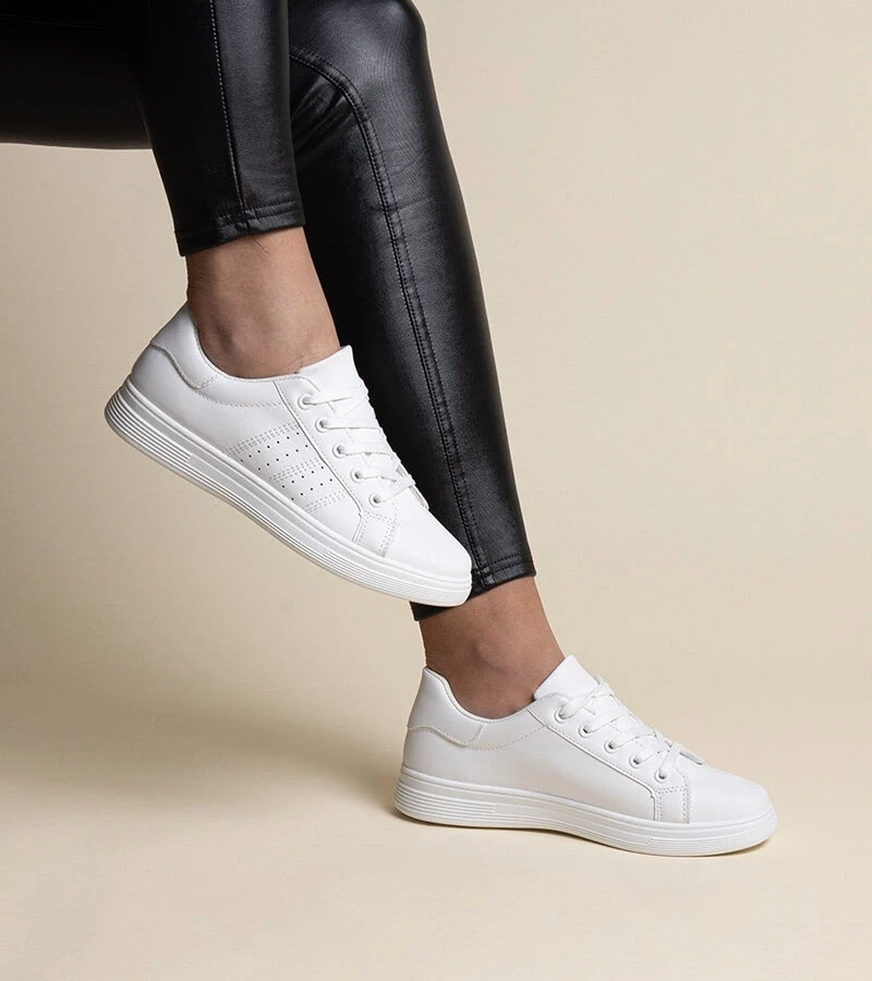 Gemre Sneakers albi din piele ecologică Cathleen