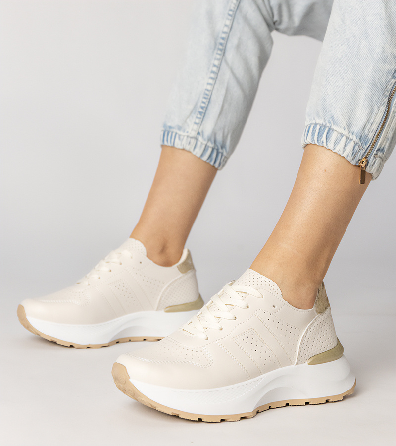 Gemre Adidași sport bej cu inserție aurie Lenkuta