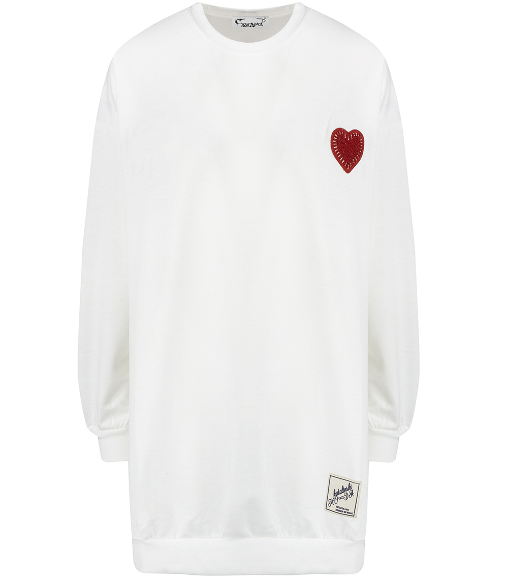 Pri Long oversize dress blouse with heart patch MARTA