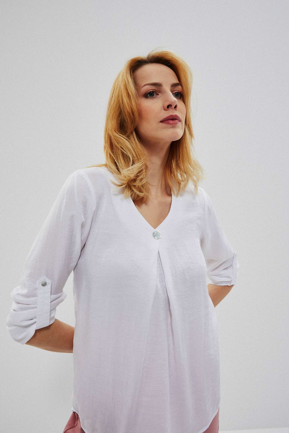 Marisse Smooth Viscose Shirt L-Ko-3705 White