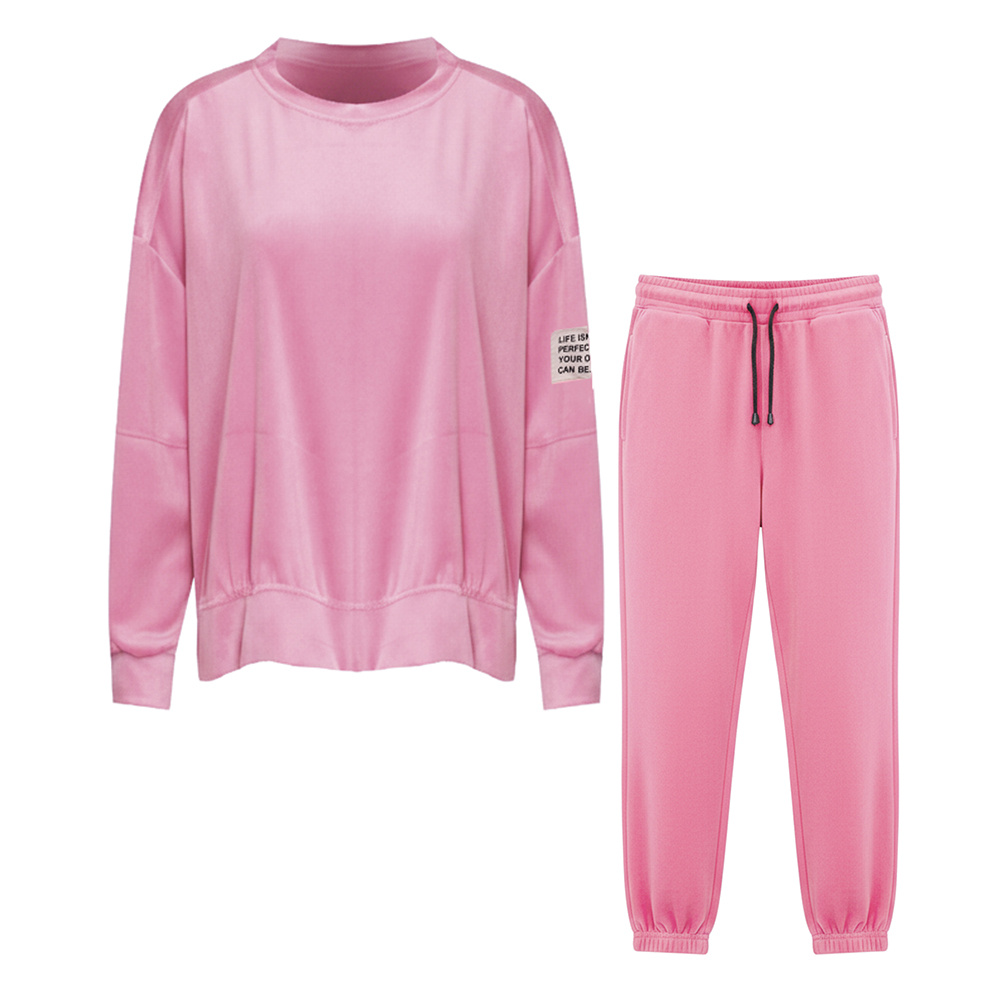 Dámska zamatová tepláková súprava - Neon Pink