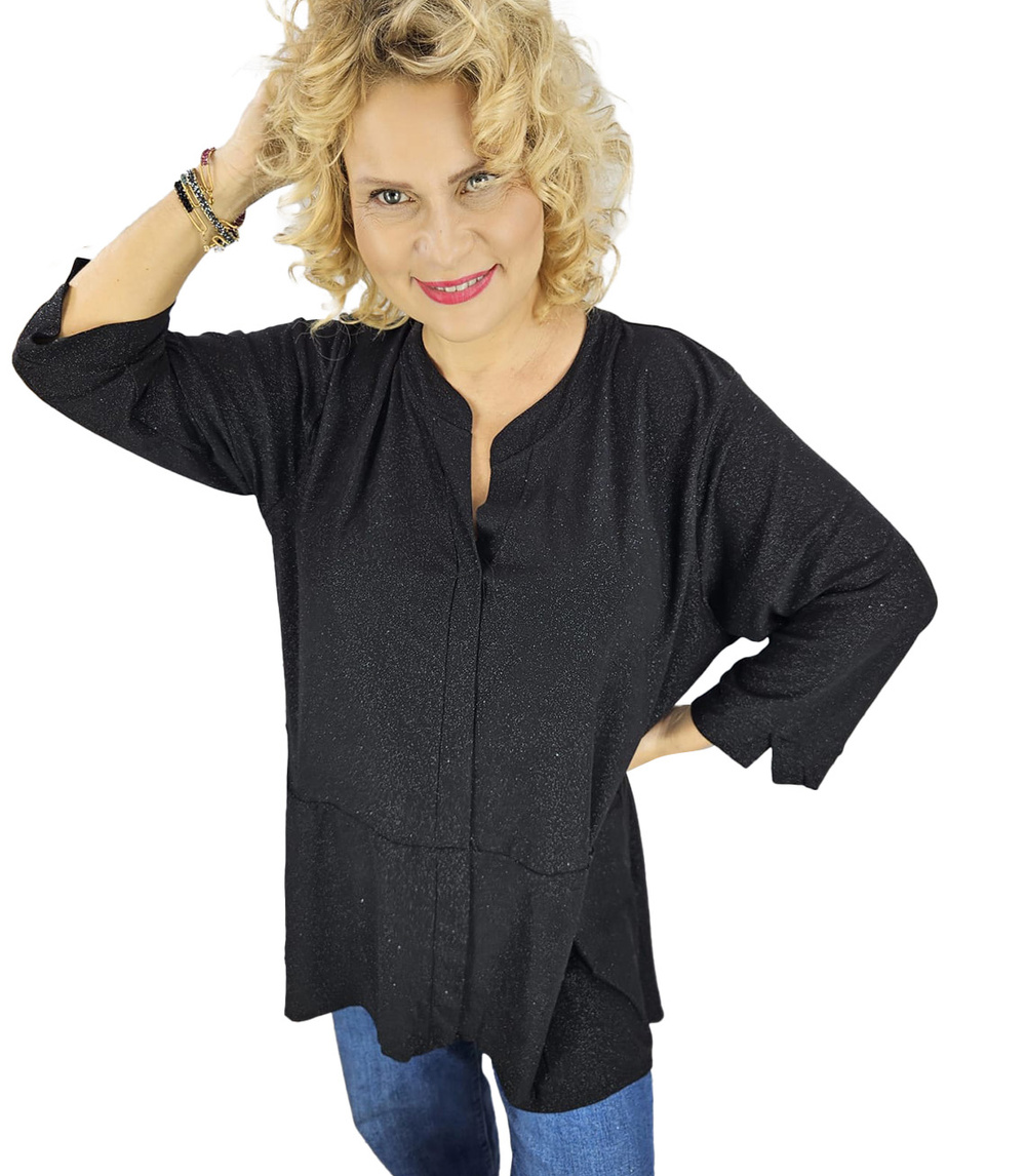 Pri Elegant oversize Brocade tunic shirt with longer back NEVADA