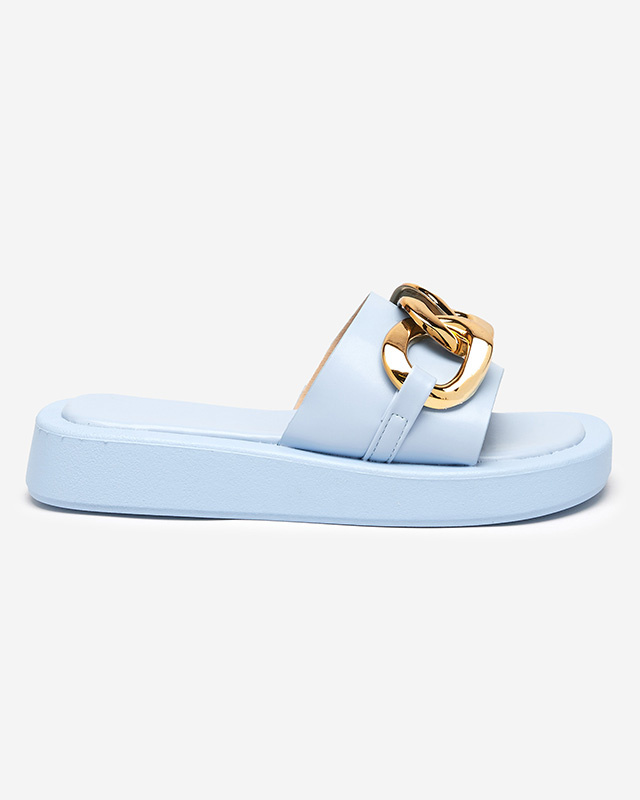 Resti Women&#039;s blue slippers with a gold chain Reteris - Footwear