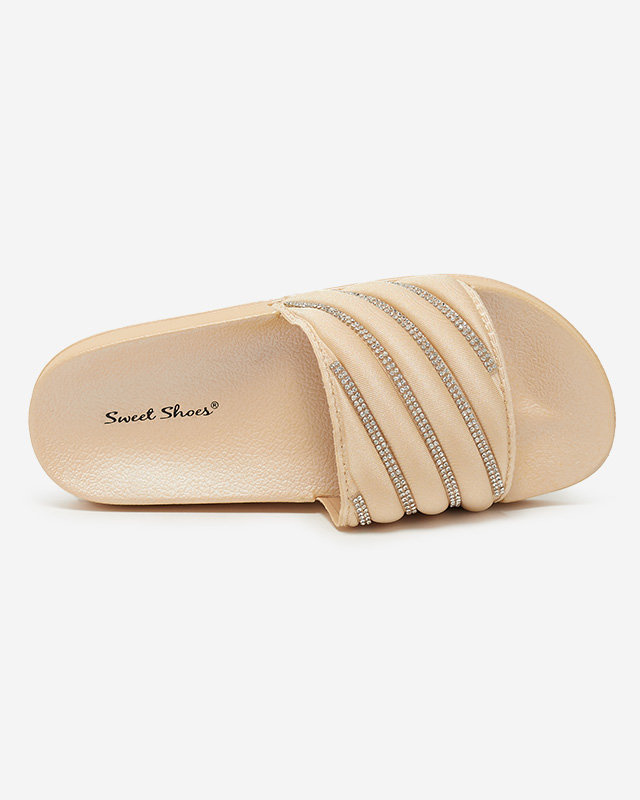 Resti Royalfashion Beige women&#039;s flip-flops with zircons Erikis