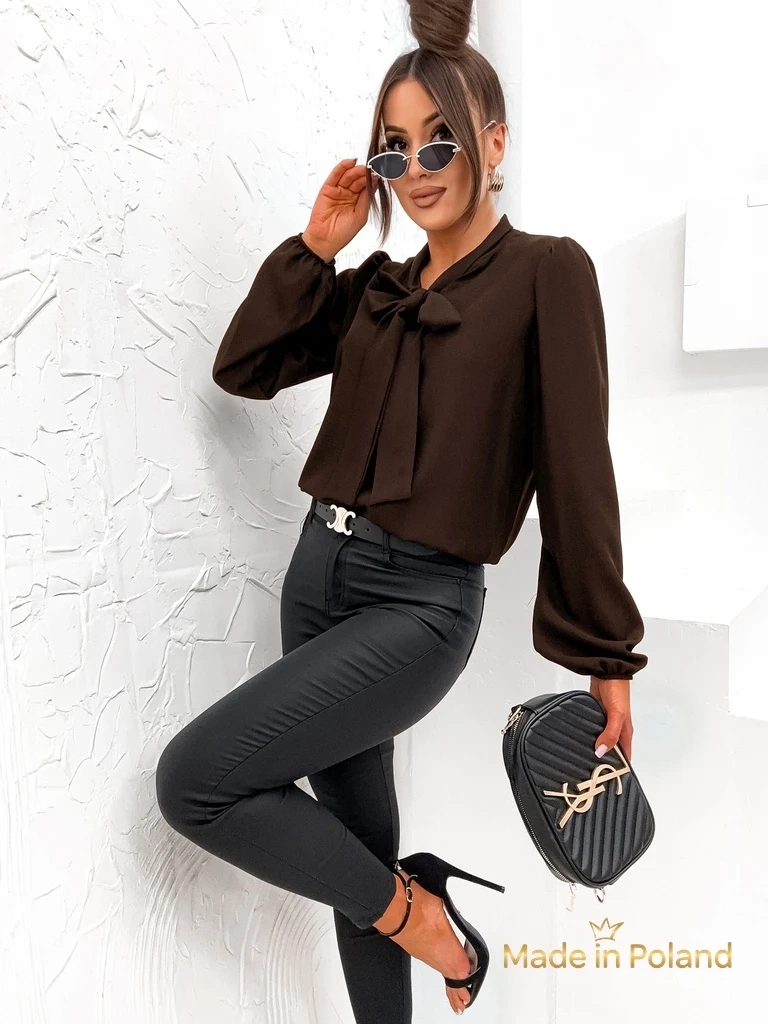 Resti Athena Dark Brown Blouse with Collar