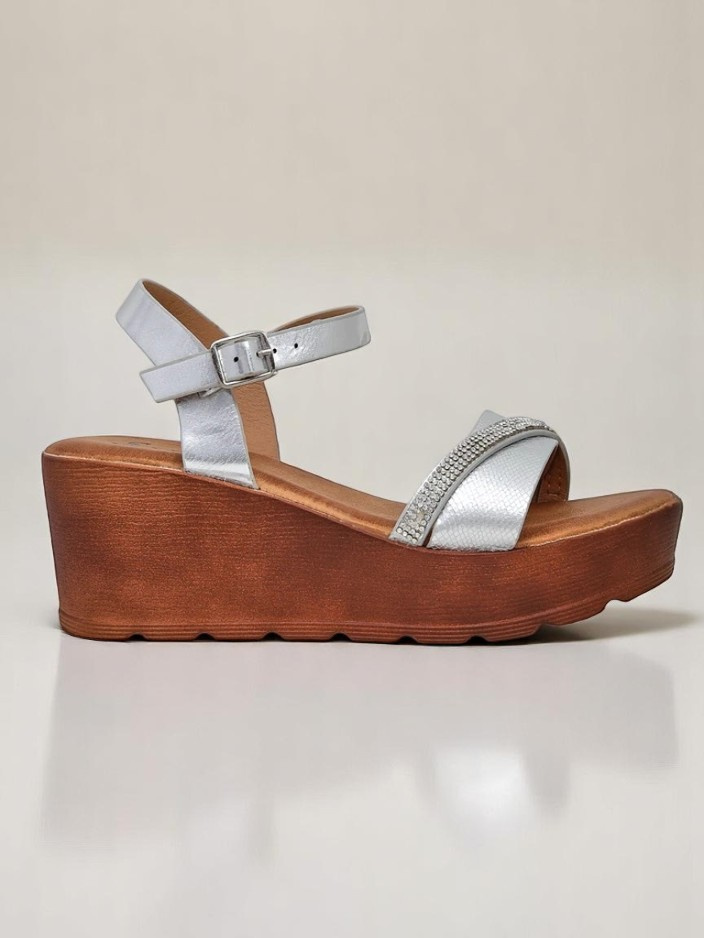 Resti Women's wedge sandals with rhinestones and glitter Aurora Glow