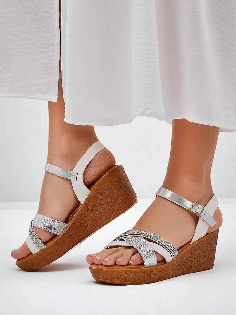 Resti Women's wedge sandals with rhinestones and glitter Glittera