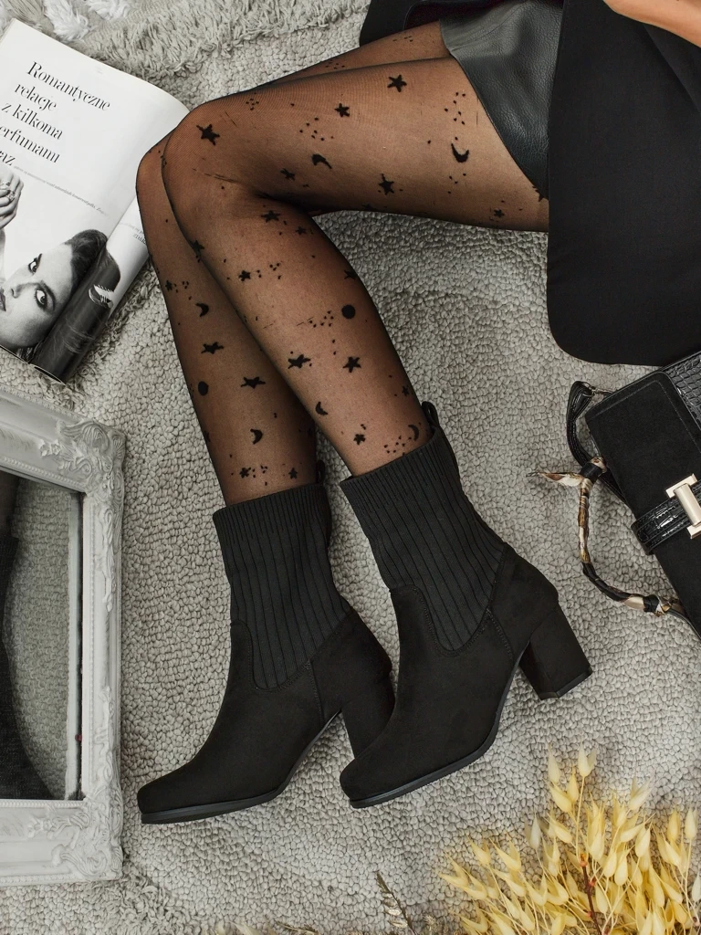 Resti Women's eco-suede heeled ankle boots with a sock-like insert LumenThorn