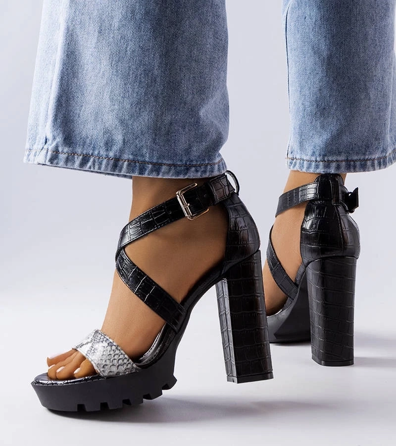 Gemre Sandale Trépanier albe cu imprimeu din piele de șarpe