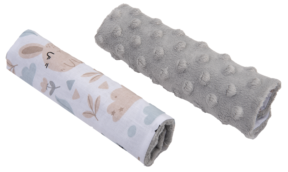 Medi Partners Stroller belt protectors (2 pcs.) cotton + minky – Polana + gray minky