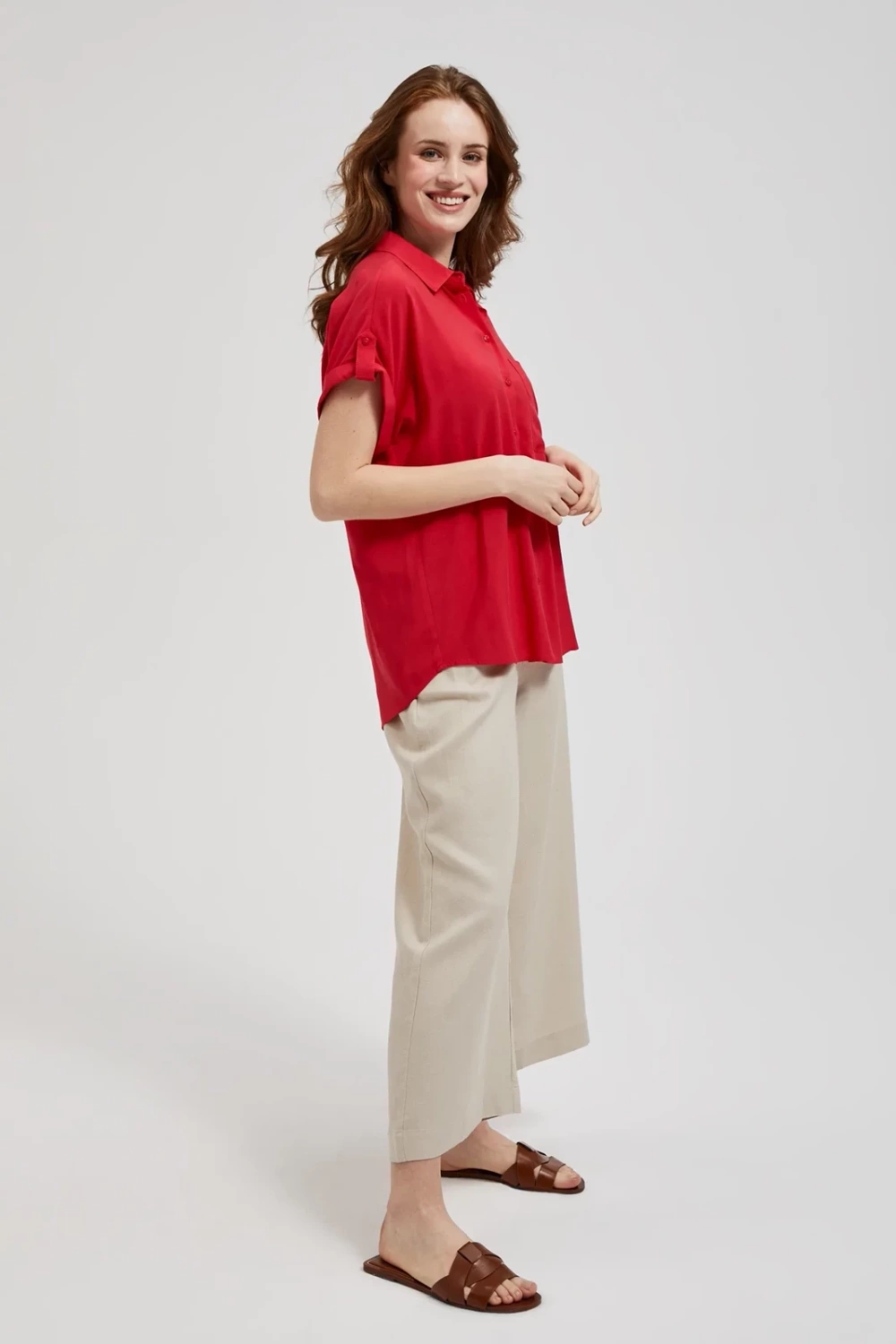 Marisse Women's Shirt L-Ko-4345 Red