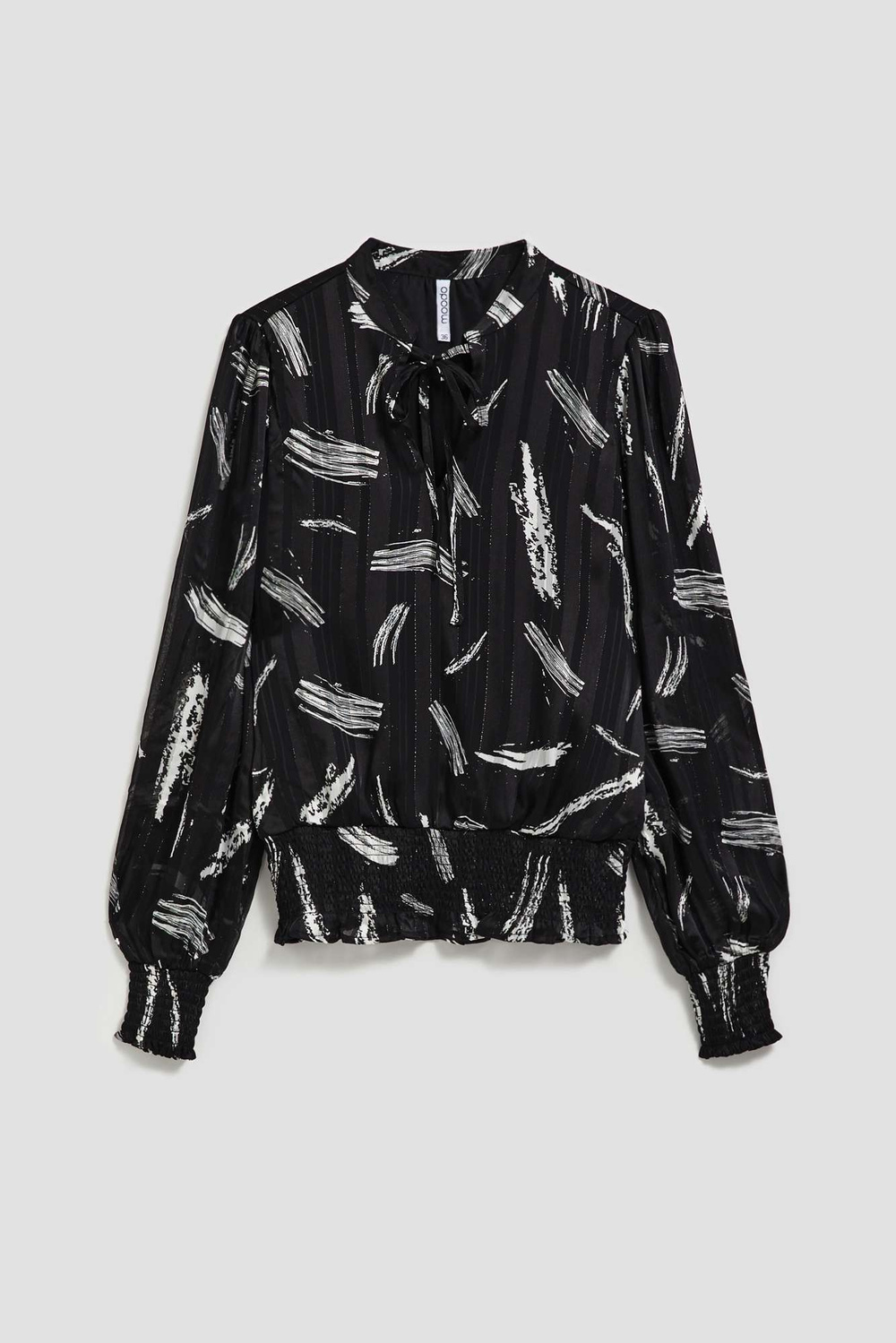 Marisse Black Tie-Neck Shirt