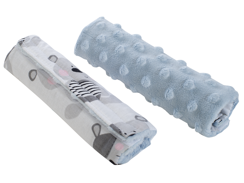Medi Partners Stroller belt protectors (2 pcs.) cotton + minky – Teddy + blue minky