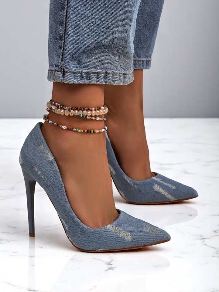 Resti Royal Fashion Women&#039;s Denim High Heel Pumps