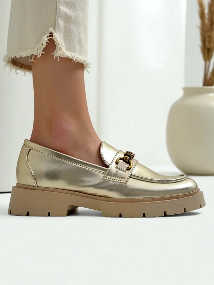 Resti Women's moccasins gold-plated Goldlove