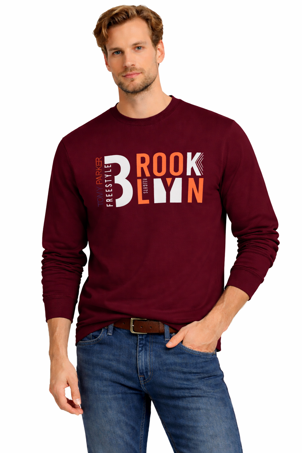 Пуловер - мъжки суитшърт бордо