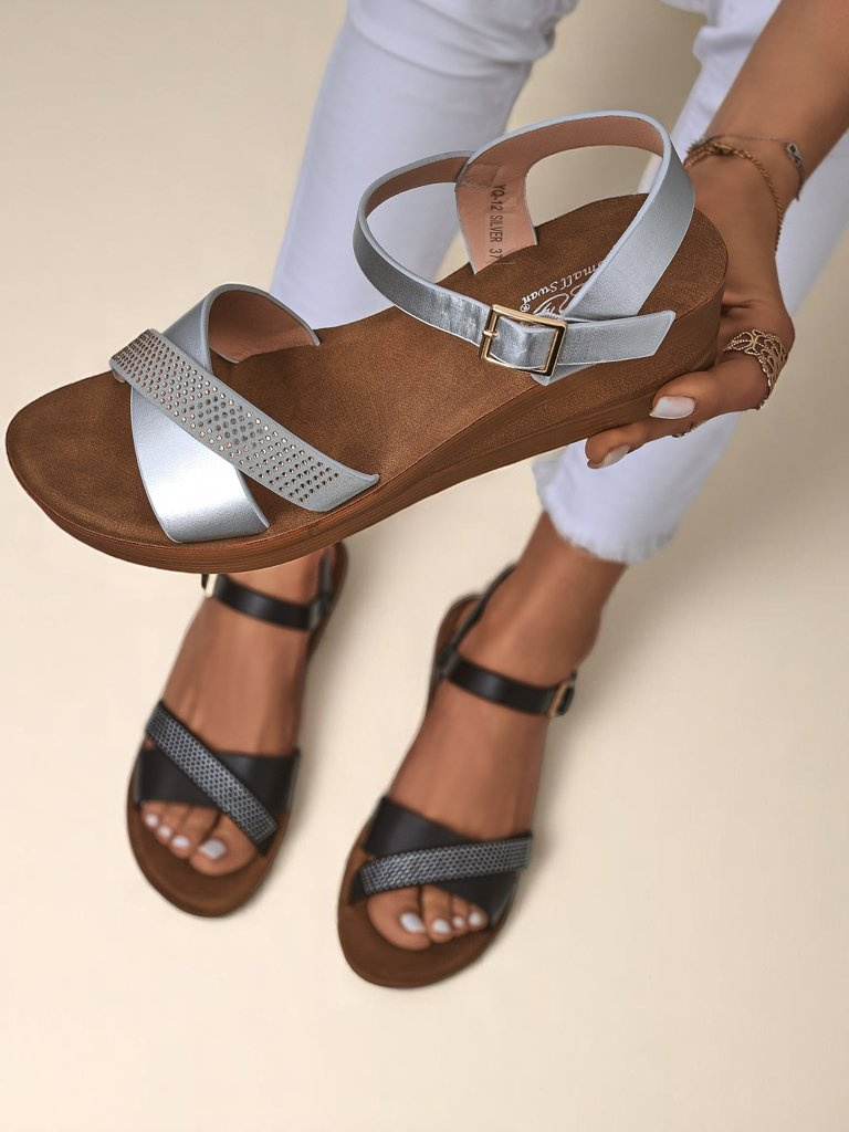 Resti Royal Fashion Womens Rhinestone Wedge Sandals Allona