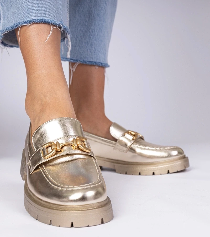 Gemre Mocasini eleganți aurii din piele ecologică Danetti