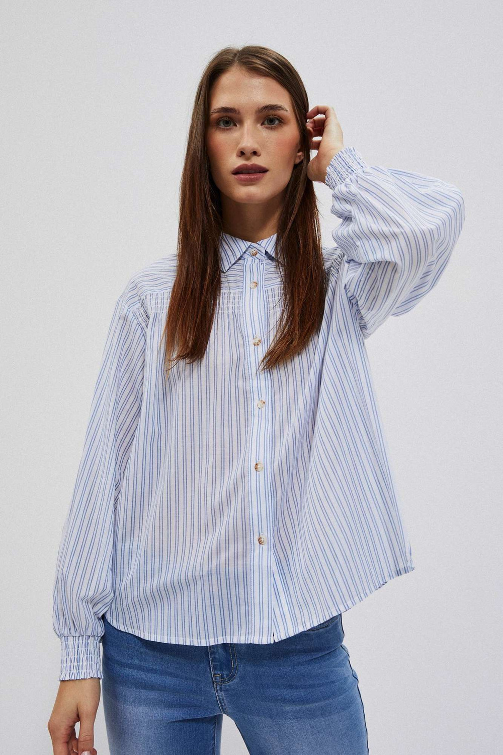 Marisse Women&#039;s Shirt L-Ko-4009 White_Blue